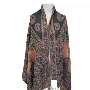 Emerald Green and Copper Reversible Ladies scarves Long Stole Bohemian Wrap Rave